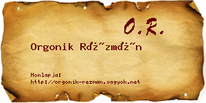 Orgonik Rézmán névjegykártya